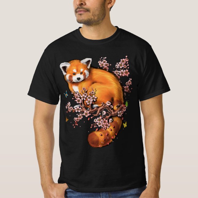 Camiseta Flor de cerezo de panda roja (Anverso)