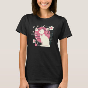 Camiseta Flor de cerezo de primavera, Sakura con gato lindo