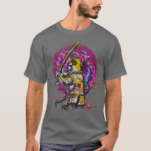 Camiseta Flor de cerezo de vaporwave en samurai japonés 