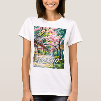 Camiseta Flor de cerezo en aquarela de Tokio Japón tradicio