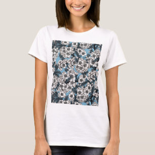 Camiseta Flor de cerezo en azul y blanco
