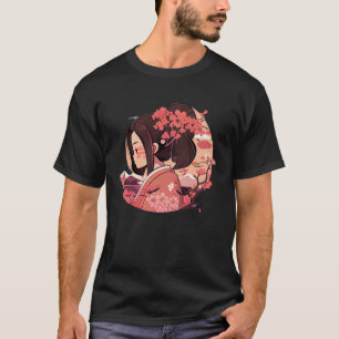 Camiseta Flor de cerezo en flor de geisha japonesa chica mo