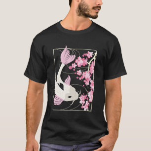 Camiseta Flor de cerezo en pescado japonés en carpa de Koi