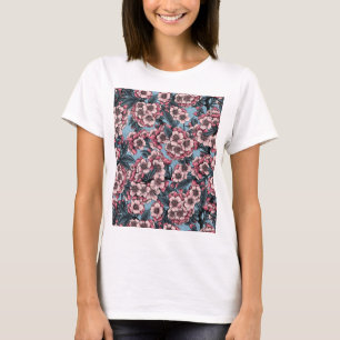 Camiseta Flor de cerezo en rosa y azul