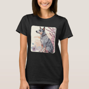 Camiseta Flor de Cerezo Japonés Perro Ganadero Australiano 