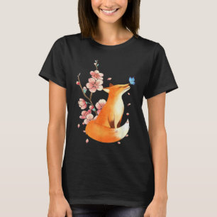 Camiseta Flor de cerezo japonesa vintage de zorro