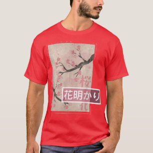 Camiseta Flor de cerezo japonesa Woodblock Sakura rosa Vint