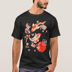 Camiseta Flor de Cerezo Koi Carpa Pez Japonés Sakura