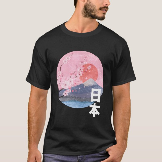 Camiseta Flor de cerezo Monte Fuji Japón (Anverso)