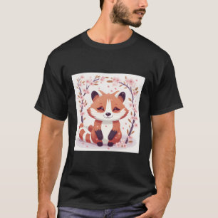 Camiseta Flor de cerezo Panda rojo Adorable