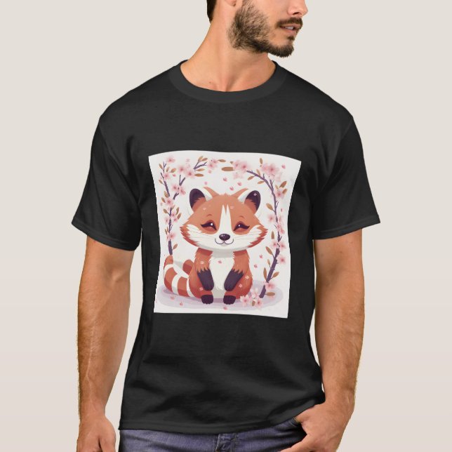 Camiseta Flor de cerezo Panda rojo Adorable (Anverso)