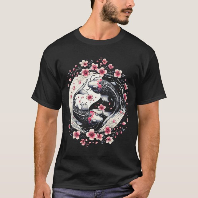 Camiseta Flor de cerezo Pescado japonés Koi Carp Nishikigoi (Anverso)