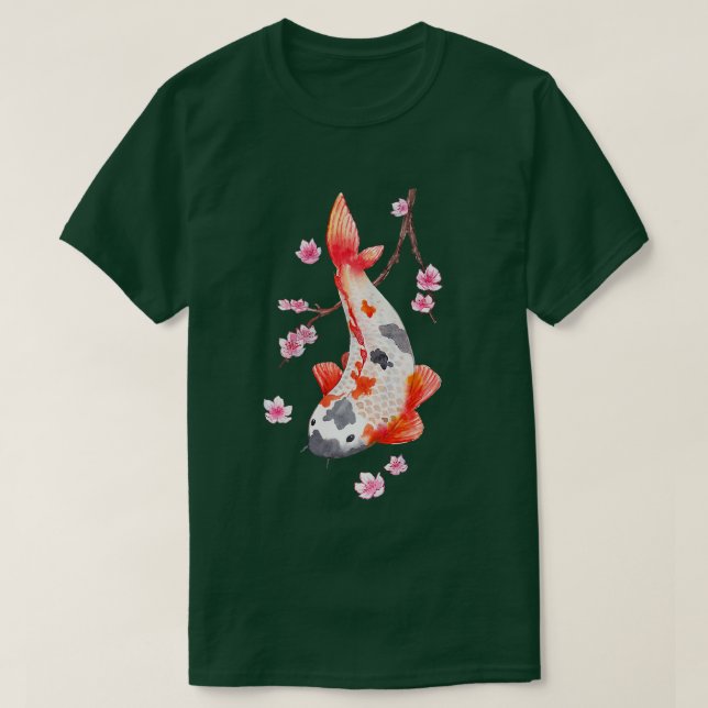 Camiseta Flor de cerezo sakura con kois (Diseño del anverso)