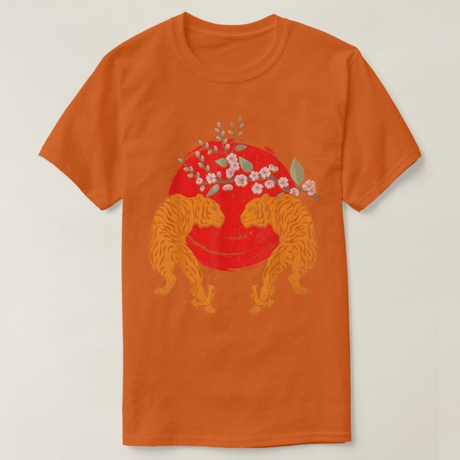 Camiseta Flor de cerezo Sakura depredador de gato salvaje a (Diseño del anverso)