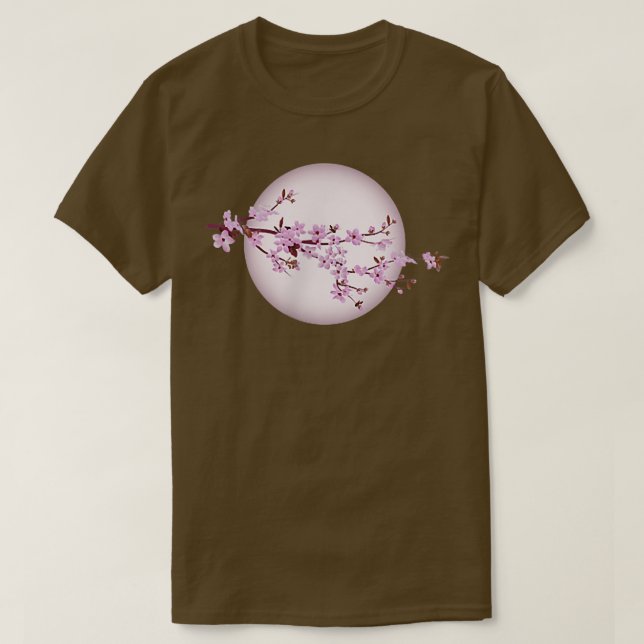 Camiseta Flor de cerezo Sakura japonesa a la luz de la luna (Diseño del anverso)