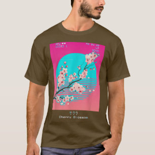 Camiseta Flor de cerezo Sakura japonesa estética de vaporwa