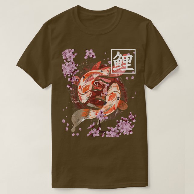 Camiseta Flor de cerezo Sakura japonesa para peces de carpa (Diseño del anverso)
