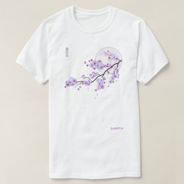 Camiseta Flor de cerezo sakura morada japonesa (Diseño del anverso)