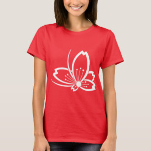 Camiseta Flor de cerezo sombreada en forma de mariposa