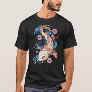 Camiseta Flor de cerezo vintage en pescado japonés en carpa