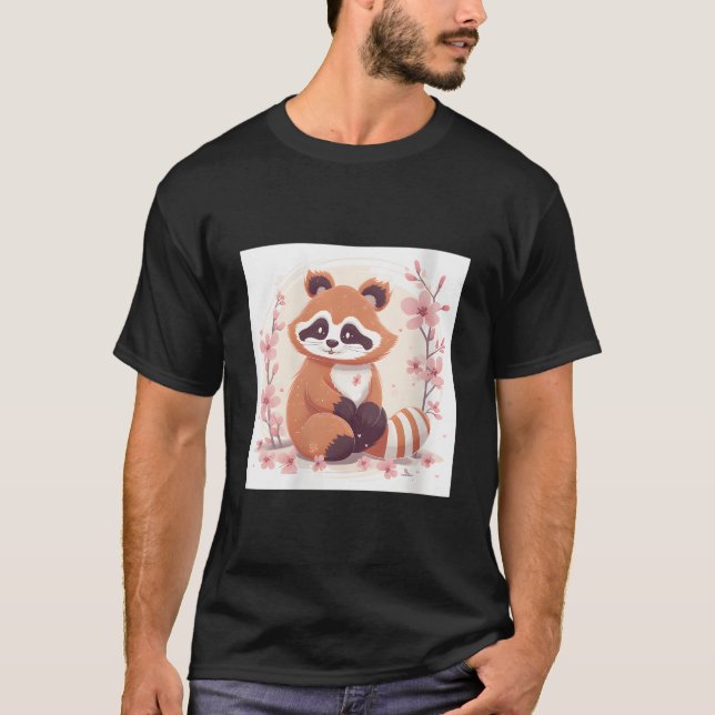 Camiseta Flor de Cerezo y Panda Rojo Estilo Dulce (Anverso)
