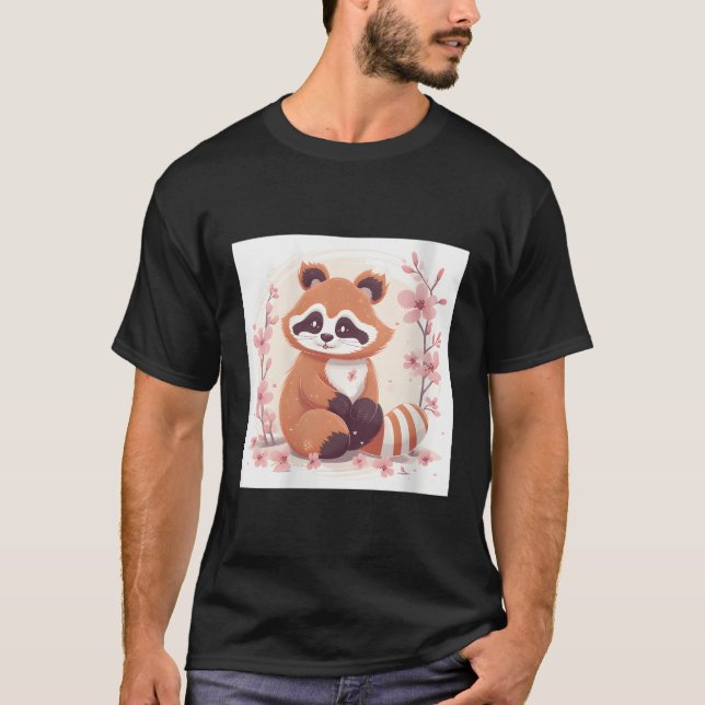 Camiseta Flor De Cerezo Y Panda Rojo Estilo Dulce (Anverso)