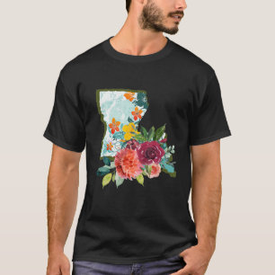 Camiseta Flor de color de agua de Luisiana, Desi de acuarel