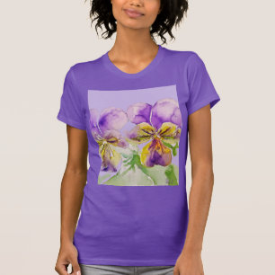 Camiseta Flor de color de agua florida púrpura violola Pans