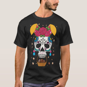 Camiseta Flor de conejo de Pascua Dia De Los Muertos Feliz 