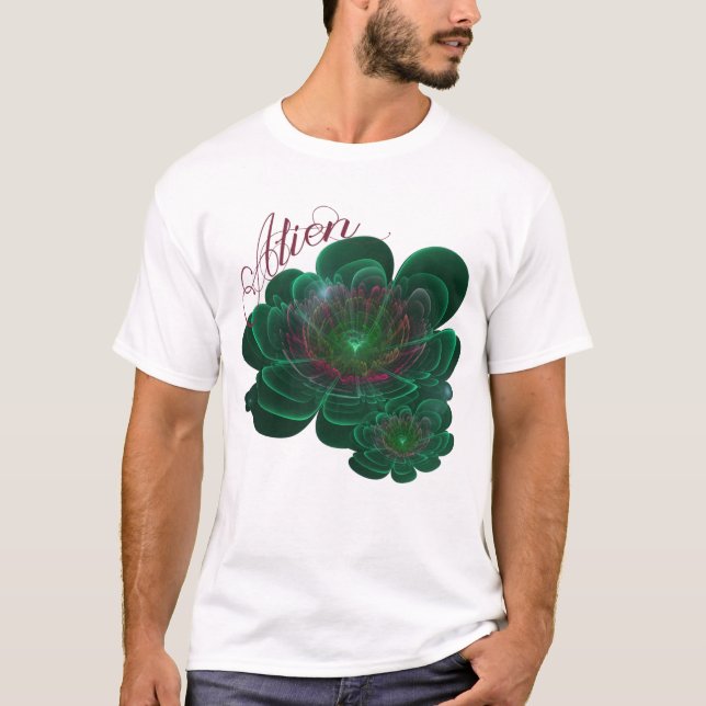 Camiseta Flor de coral azul turquesa verde (Anverso)