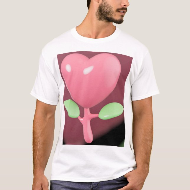 Camiseta Flor de corazón de amor. (Anverso)