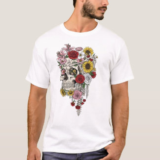 Camiseta Flor de cráneo de anatomía médica de época T-Shirt