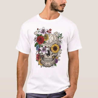 Camiseta Flor de cráneo de anatomía médica de época T-Shirt