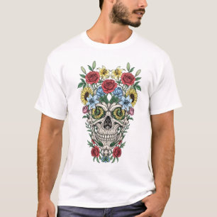 Camiseta Flor de cráneo de anatomía médica de época T-Shirt