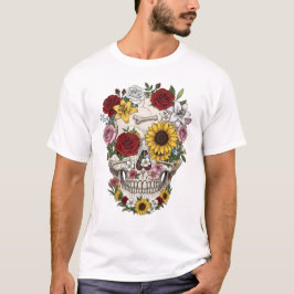 Camiseta Flor de cráneo de anatomía médica vintage
