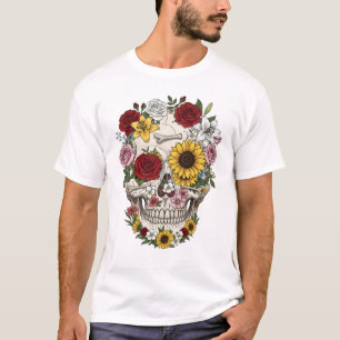 Camiseta Flor de cráneo de anatomía médica vintage