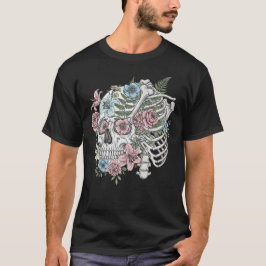 Camiseta Flor de cráneo de anatomía médica vintage