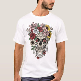 Camiseta Flor de cráneo de anatomía médica vintage