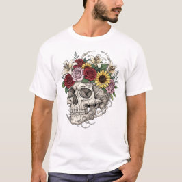 Camiseta Flor de cráneo de anatomía médica vintage