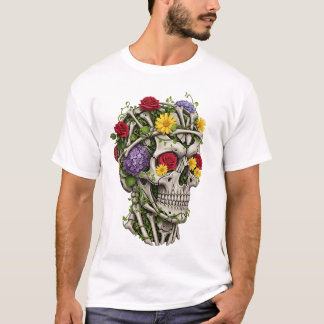 Camiseta Flor de cráneo de anatomía médica vintage