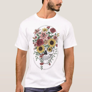 Camiseta Flor de cráneo de anatomía médica vintage