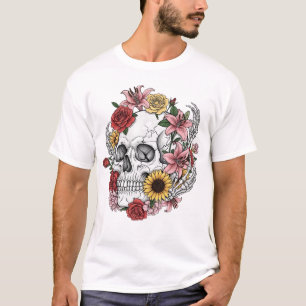 Camiseta Flor de cráneo de anatomía médica vintage