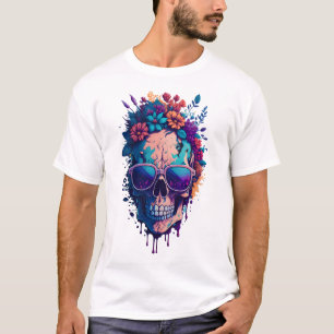 Camiseta Flor de cráneo muerta de color V2