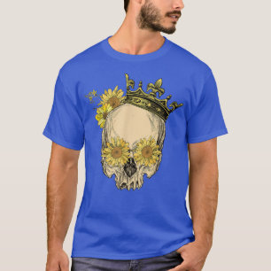 Camiseta Flor de esqueleto vintage retro de girasol de la c