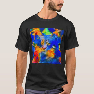 Camiseta Flor de estilo neural artificial gato salvaje