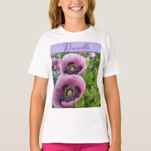 Camiseta Flor de flor púrpura amapola Nombre de niñas Cumpl