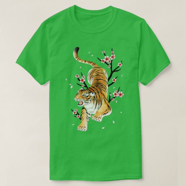 Camiseta Flor de flores de cerezo japonesa tigre sakur (Diseño del anverso)