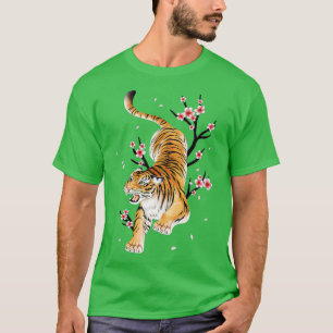 Camiseta Flor de flores de cerezo japonesa tigre sakur