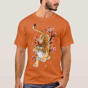 Camiseta Flor de flores de cerezo japonesa tigre sakur