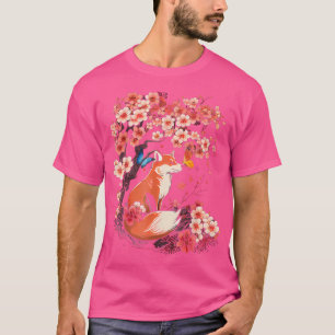 Camiseta Flor de flores de cerezo Sakura Kawaii Fox japones